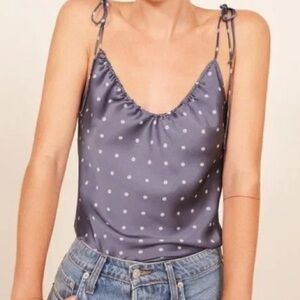 Reformation silk polka dot cami top
